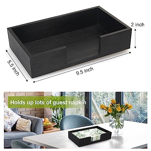 Black Wooden Napkin Holder for Bathroom Paper Hand Guest Towels Holder Tray (Black Wood)