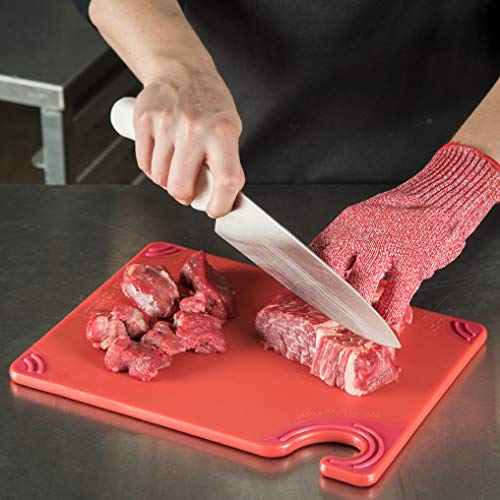 Saf-T-Grip Cutting Board With Molded-In Ruler, Plastic Chopping Board for Kitchen, 9" x 12" x 0.35", 6 Count, Red