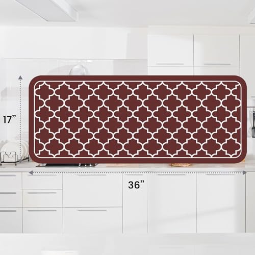 Dish Drying Mat Absorbent Dish Drying Mats for Kitchen Counter 18"x 36" (Stylish Red / 36" x 18")
