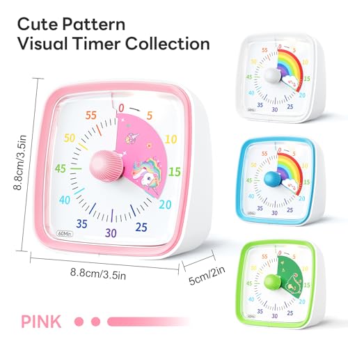 Visual Timer with Night Light (Pink-unicorn)