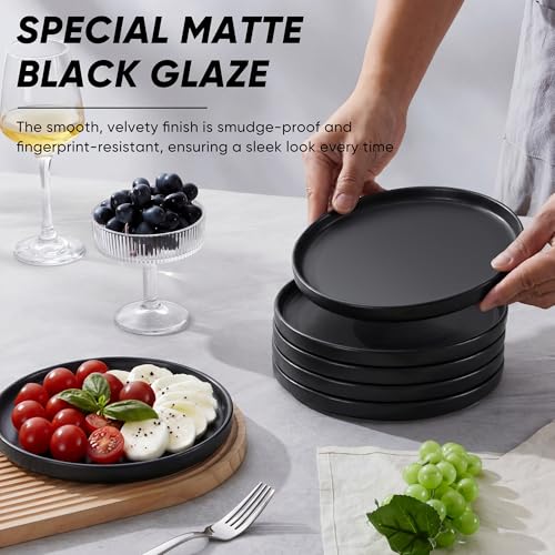 7.9 Inch Ceramic Dinner Plates (Matte Black / 7.9'')