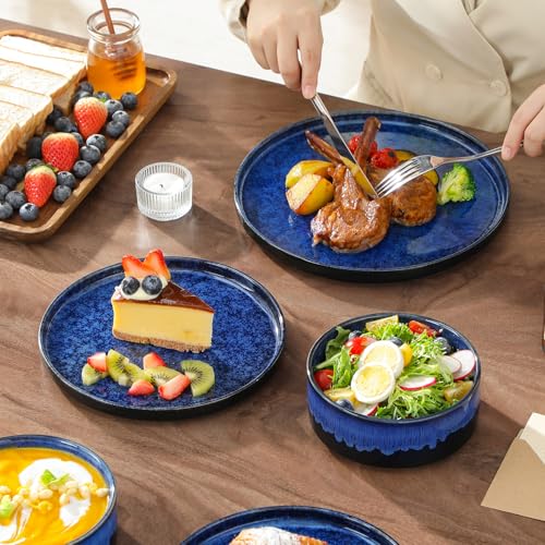 Plates and Bowls Sets for 6 (18 Pieces(service for 6) / Blue)