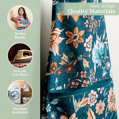 Aprons for women with Pocket 100% Cotton Pack of 1 (088 - Luxury Loft - Dark Teal)
