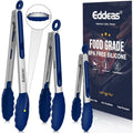 Tongs For Cooking (7+9+12 inch / Blue Silicone 3Pcs)