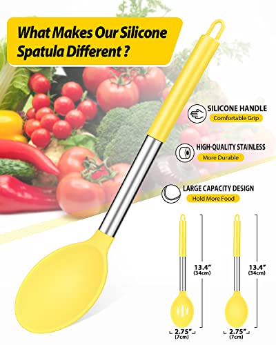 Silicone Cooking Spoons for Nonstick Cookware (Yellow)