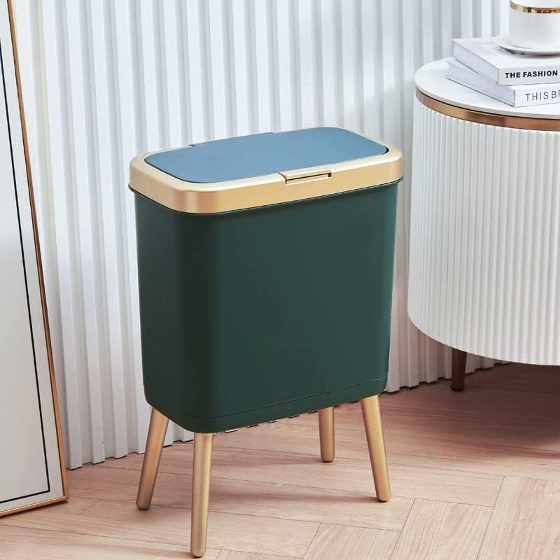 Green Bathroom Trash Can with Lid (Green)