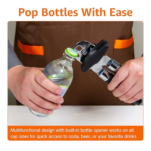 Multi function Manual Can Opener and Bottle Opener with Soft Grip Dual Handle