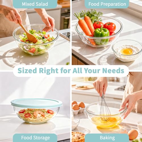 Glass Mixing Bowl with Lids Set of 5 (5 Mixing Bowls with Lids (0.2-3.75QT))