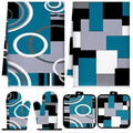 6 Pcs Kitchen Decor Set Accessory Farmhouse Kitchen Towels Pot Holders Oven Mitts Set 2 Dish Towels 2 Pot Holders 2 Cooking Mittens Oven Glove for Cooking (Teal,white, Gray / Geometric)