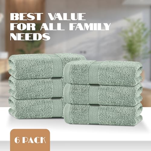 Wealuxe Mint Green Hand Towels 16x27 (Mint Green / Hand Towels 6-Pack)