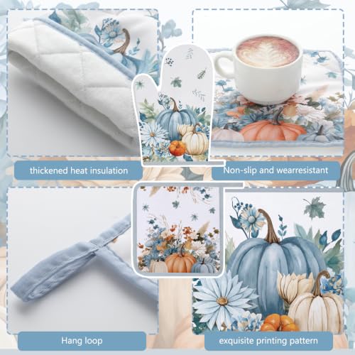 10 Pcs Fall Kitchen Decor Blue Pumpkin Kitchen Accessories Set (Dusty Blue / Fall)