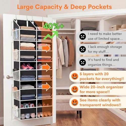 Over the Door Organizer 5 Tiers (Black / 5 Tiers)