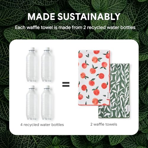 Waffle Kitchen Towel Set of 2 (Peachy Leaves)