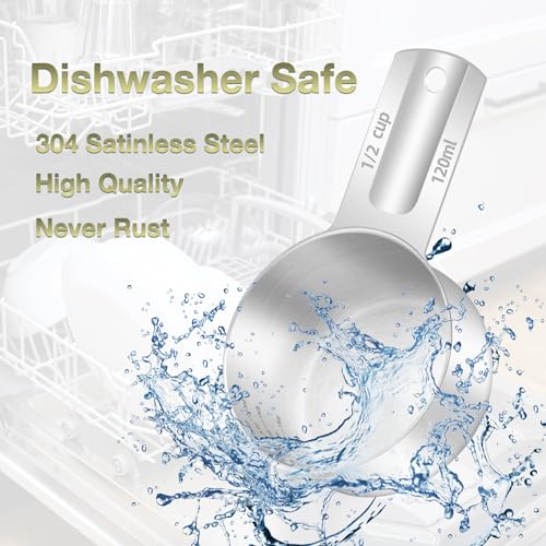 2PCS 1/2Cup (120ml, 4oz) Measuring Cup, Etched Inner Scale Measure Scoop (1/2Cup)