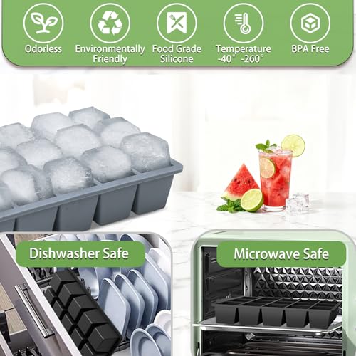 Ice Cube Trays for Freezer (Gray)