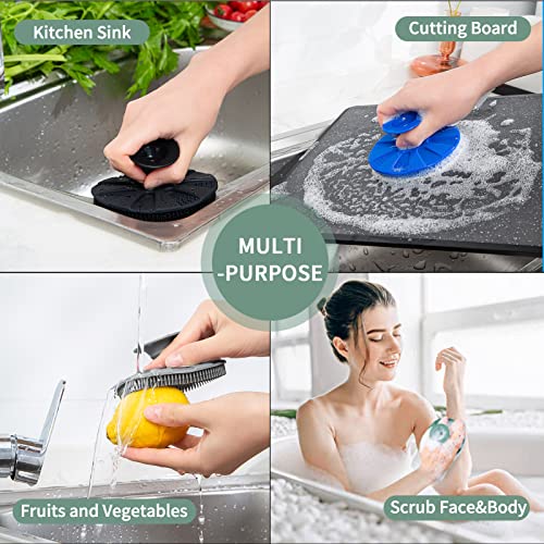 Silicone Dish Scrubber (3pcs Black+olive Green+gray)