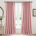 Linen Semi Sheer Curtains for Bedroom Living Room 96 inches Long (Z - Peach Blush / 52"W x 96"L (Pack of 2))