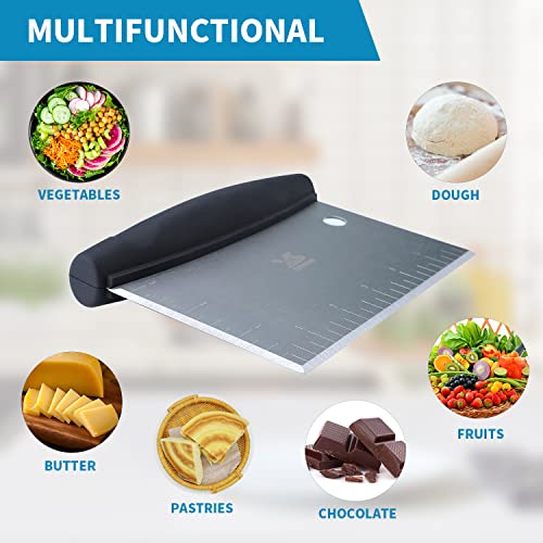 Dough Scraper Baking Pastry Cutter Good Grip Pastry Scraper Chopper Stainless Steel Dough Cutter (13 CM Dough Scraper)