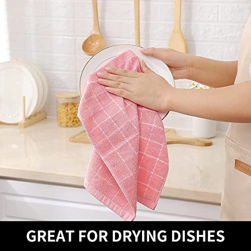 100% Cotton Terry Kitchen Dish Cloths (Pink / 12 X 12 - 12 Pack)