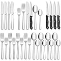 24 Piece Silverware Set with Steak Knives (Silver / 24-Piece)