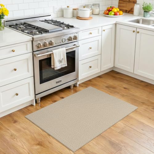 Indoor Door Mat 2x3 ft Small Area Rugs Washable Front Door Mat Non Slip Rubber Backed Entryway Rug Cotton Entrance Doormat for Front Porch Bathroom Kitchen Bedroom (Oatmeal Beige / 2' x 3' (Rectangular))