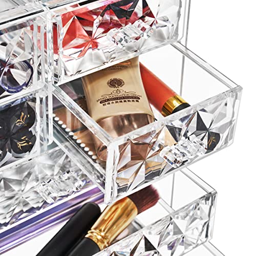7 Drawer Makeup Organizer with Small & Wide Drawers (Diamond / 3 Large, 4 Small Drawers)