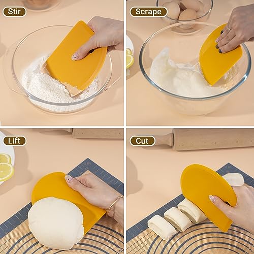 Flexible Curved Edge Silicone Bowl Scraper Dough Scraper Baking Bread (Orange)