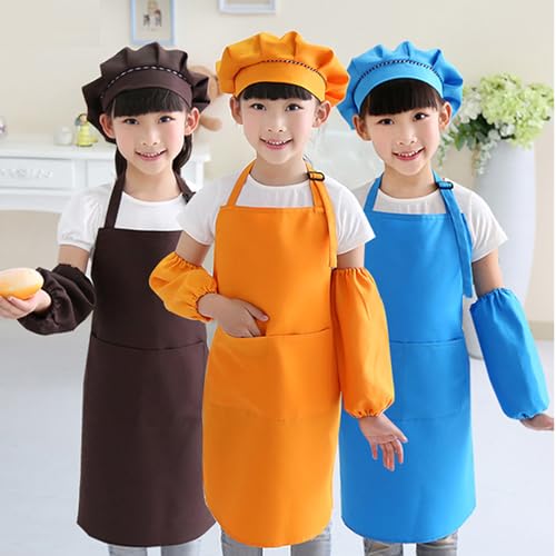 Kids Apron Chef Outfit Costume Toddler Girl Boy Aprons Cooking Baking Painting 5 (Apron / Yellow)
