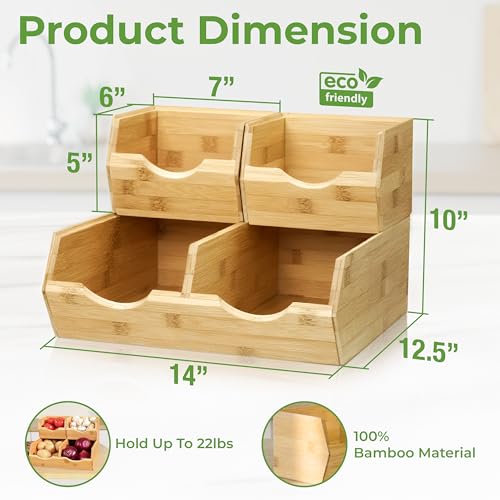 Bamboo Pantry Storage Bins (Medium ( 3 Pack ))