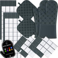 Oven Mitts Kitchen Towels Dishcloths with Pot Holders Sets 12PCS (Deep Green)