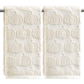 2 Pcs Beige 3D Pumpkin Jacquard Hand Towels for Bathroom (13.7" x 29.5", 2PCS / Beige)