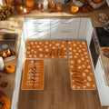Orange Fall Kitchen Mats Set of 3 (17" x 29" /17" x 36" /17" x 47" / Orange)
