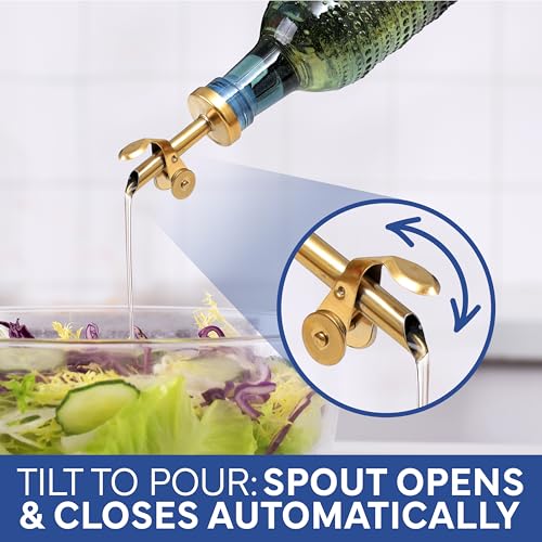 Glass Olive Oil Bottle Dispenser (Champagne Bubbles / Blue)