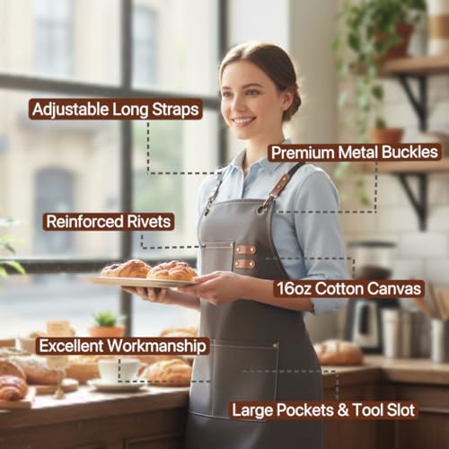 Aprons for Men Women with 3 Pockets (Charcoal Grey)