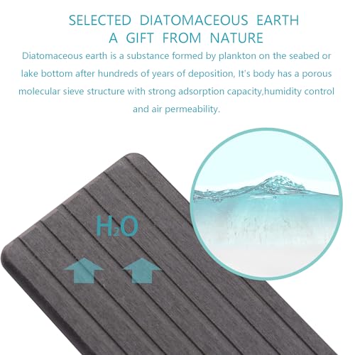 2 PCS Water Absorbent diatomite Coasters (9.5 x 5.5 inches / Dark Grey)