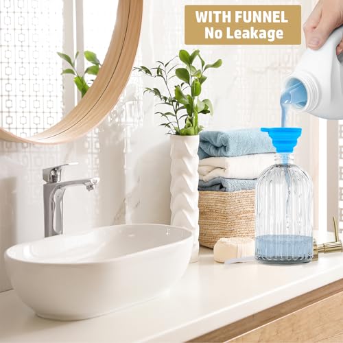 14Oz Clear Glass Soap Dispenser with Plastic Pump (Clear)