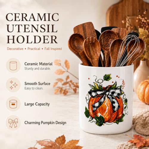 Fall Pumpkin Ceramic Utensil Holder