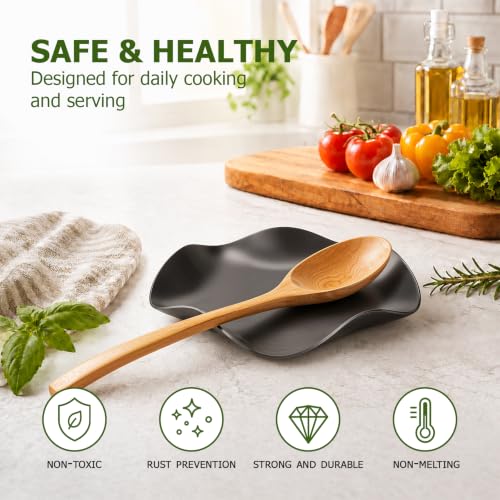 Stainless Steel Spoon Rest (1.Flower-Black)