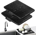 Silicone Dish Drying Mat for Kitchen counter (Black-2pcs / 19.7" x 17")