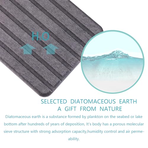 2 PCS Water Absorbent diatomite Coasters (12.2 x 4 inches / Dark Grey)
