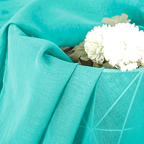 Sheer Curtains Linen Textured Living Room Curtain Sheers Light Filtering Rod Pocket Voile Curtains for Bedroom (42"W x 63"L (Pack of 2) / Aqua Blue)