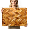 Teak Wood Cutting Board for Kitchen 24'' Extra Large End Grain Heavy Duty Checkered Cutting Board Non Toxic Best Handcrafted Solid Wood Decorative Charcuterie Butcher Block Meat Vegetables (24"L x 18"W x 1.25"H)