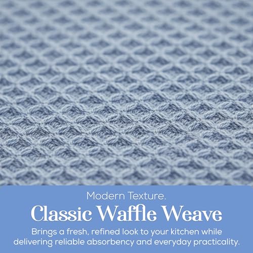 Kitchen Towels Set of 4 Dish Towels Blue n White Waffle Weave Cotton Hand Towels (Blue N White)