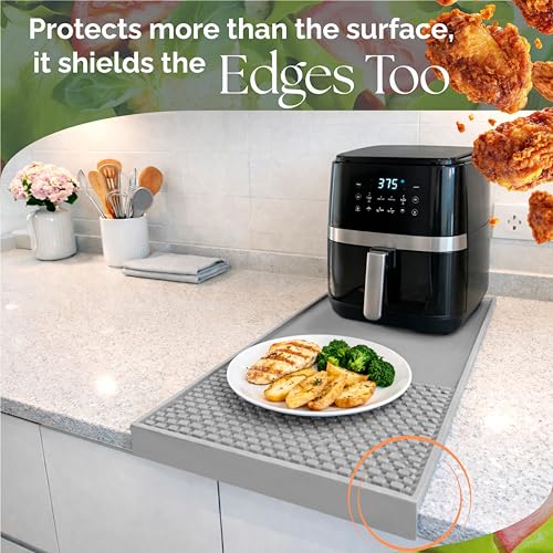 Coffee & Bar Mat For Countertop With "Edge Protection" (Gray / 24" x 12")