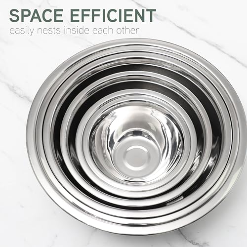 Stainless Steel Mixing Bowls Set (6 Pieces / Silver with Non Slip Bottom)