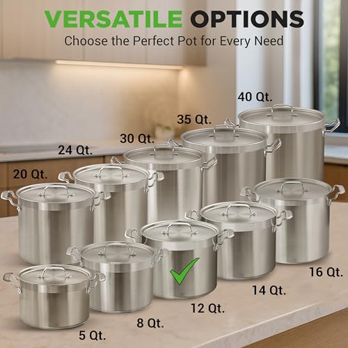 12 Quart Stainless Steel Stockpot with Stainless Steel Lid (12 Quarts)