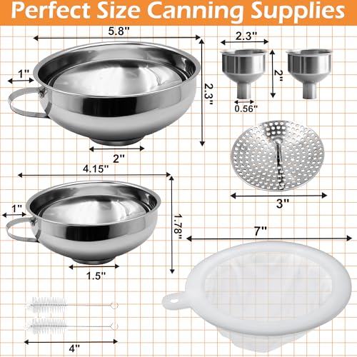 6 Pack Stainless Steel Canning Funnel for Filling Mason Jar with Mesh Strainer