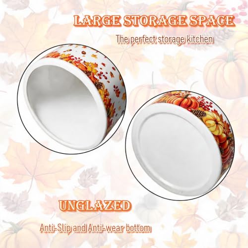 Fall Ceramic Utensil Holder Orange Watercolor Pumpkin Maple Leaf Kitchen Crock for Autumn Harvest Thanksgiving Countertop Storage Organizer (Orange Maple Leaf)
