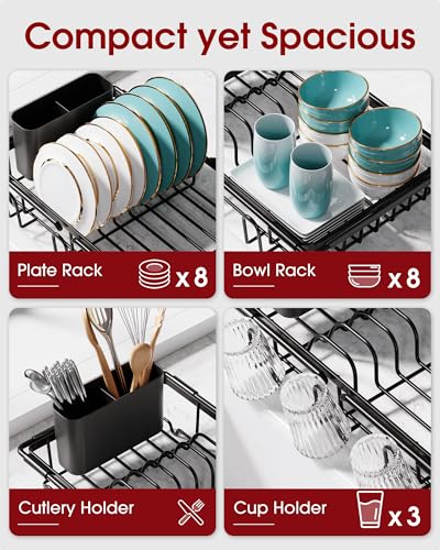 Dish Drying Rack in Sink (Black / Standard - 15.4" × 9.8" × 3")