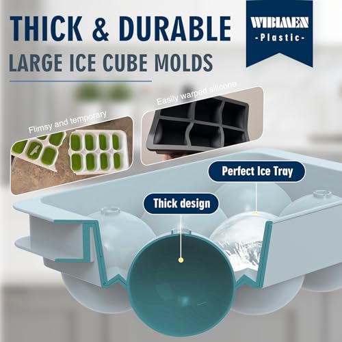 Large Ice Ball Maker Mold (Blue / 1.9In*6 Balls)